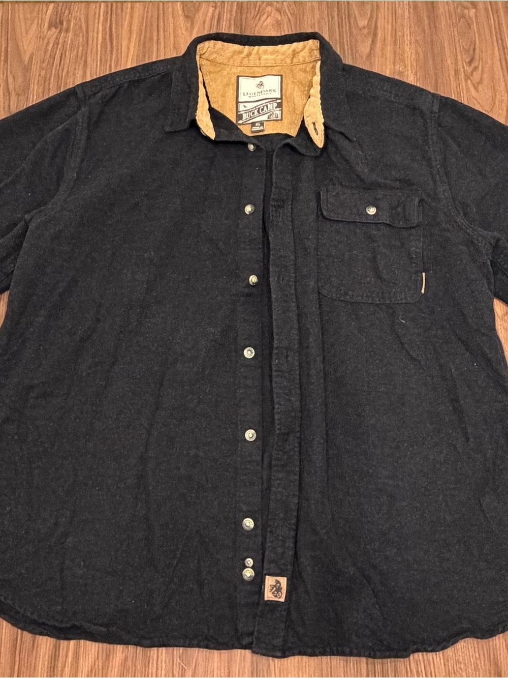 Legendary Whitetails Black Button-Down Shirt with Tan Collar Lining